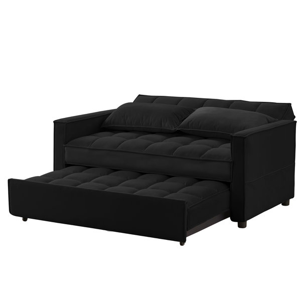 Mercer41 Ledjona Velvet Convertible Sofa Bed Pull Out Sleeper Sofa